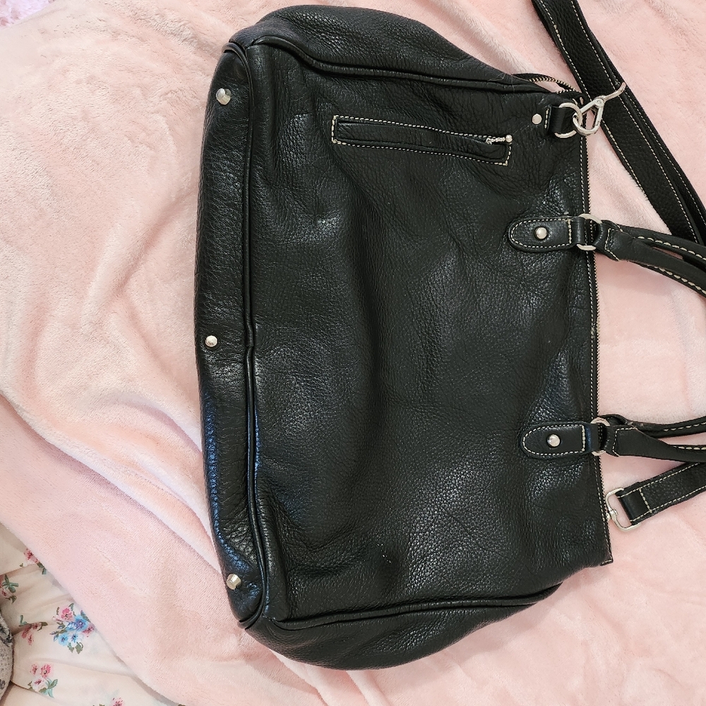 Roots black pebble leather Grace bag